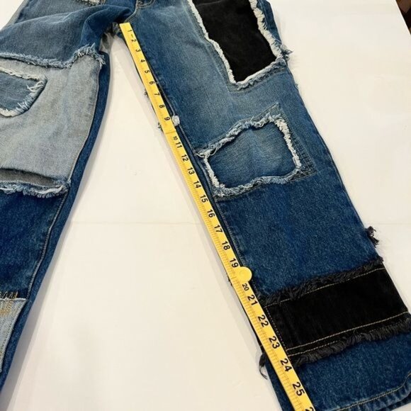 Carmar patchwork jeans size 26 waist boutique jeans distressed knee frayed - Picture 6 of 13